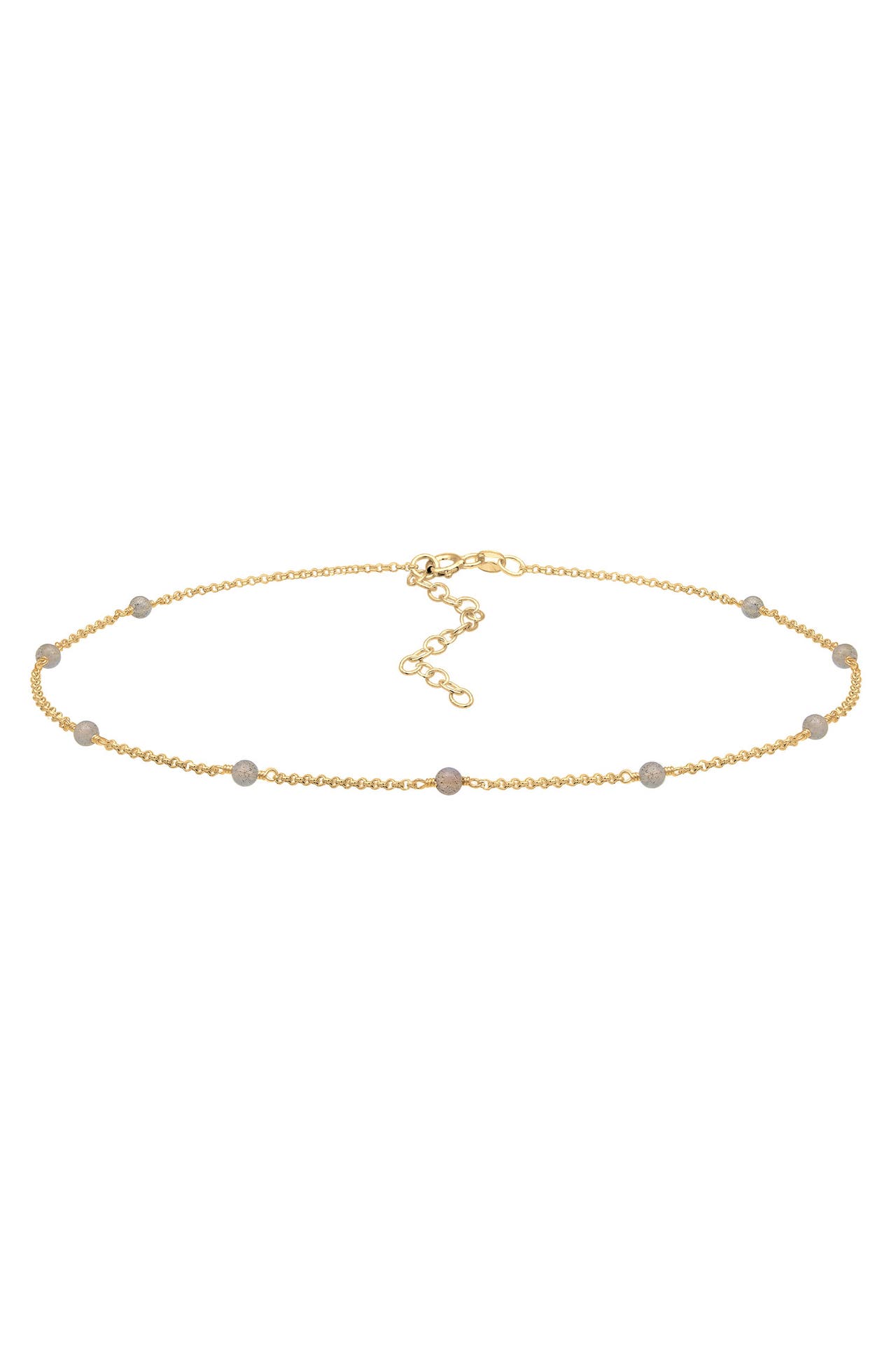 ELLI Kette Choker Labradorit Grau 925 Sterling Silber Gold-plated Gold, Bild 1