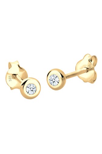 ELLI DIAMONDS Ohrringe Ohrstecker Diamant Weiß Brillantschliff (0.03 ct) 585 Gelbgold Weiß