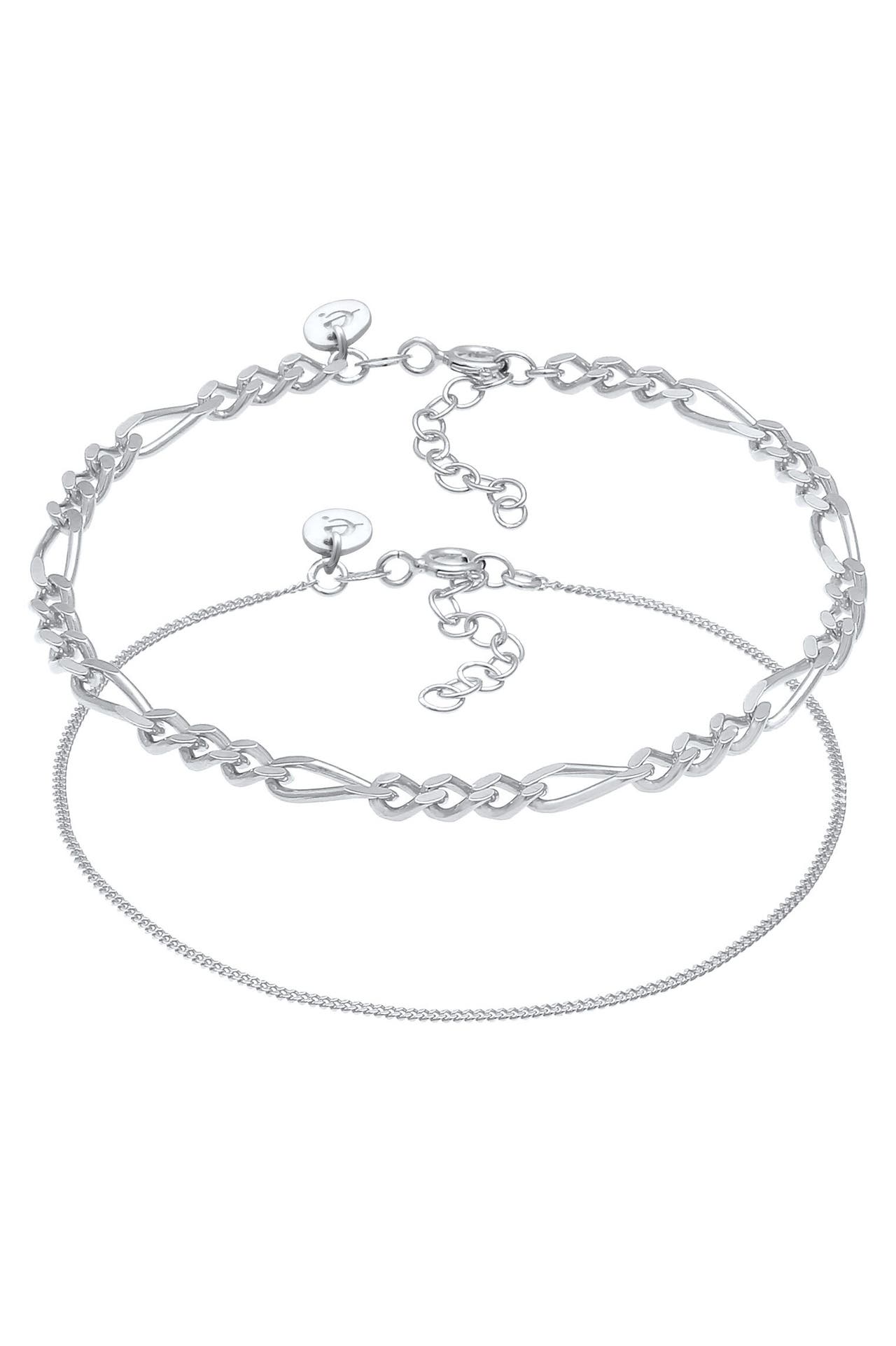 ELLI PREMIUM Armband Figaro Panzer Glieder Basic (2tlg) 925 Silber Silber, Bild 1