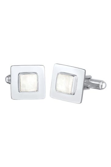 KUZZOI Manschettenknöpfe Mondstein Quadrat Flach Elegant 925 Silber Silber