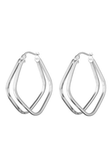 ELLI Ohrringe Creolen Damen Zweireihig Rechteck 925 Silber Silber