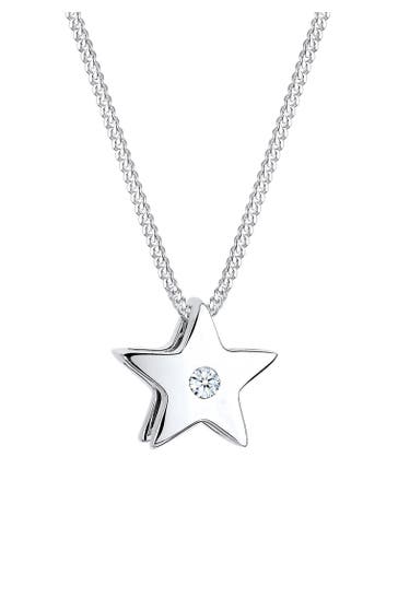 ELLI DIAMONDS Kette Stern Diamant Brillantschliff (0,03 ct) 925 Sterling Silber Weiß