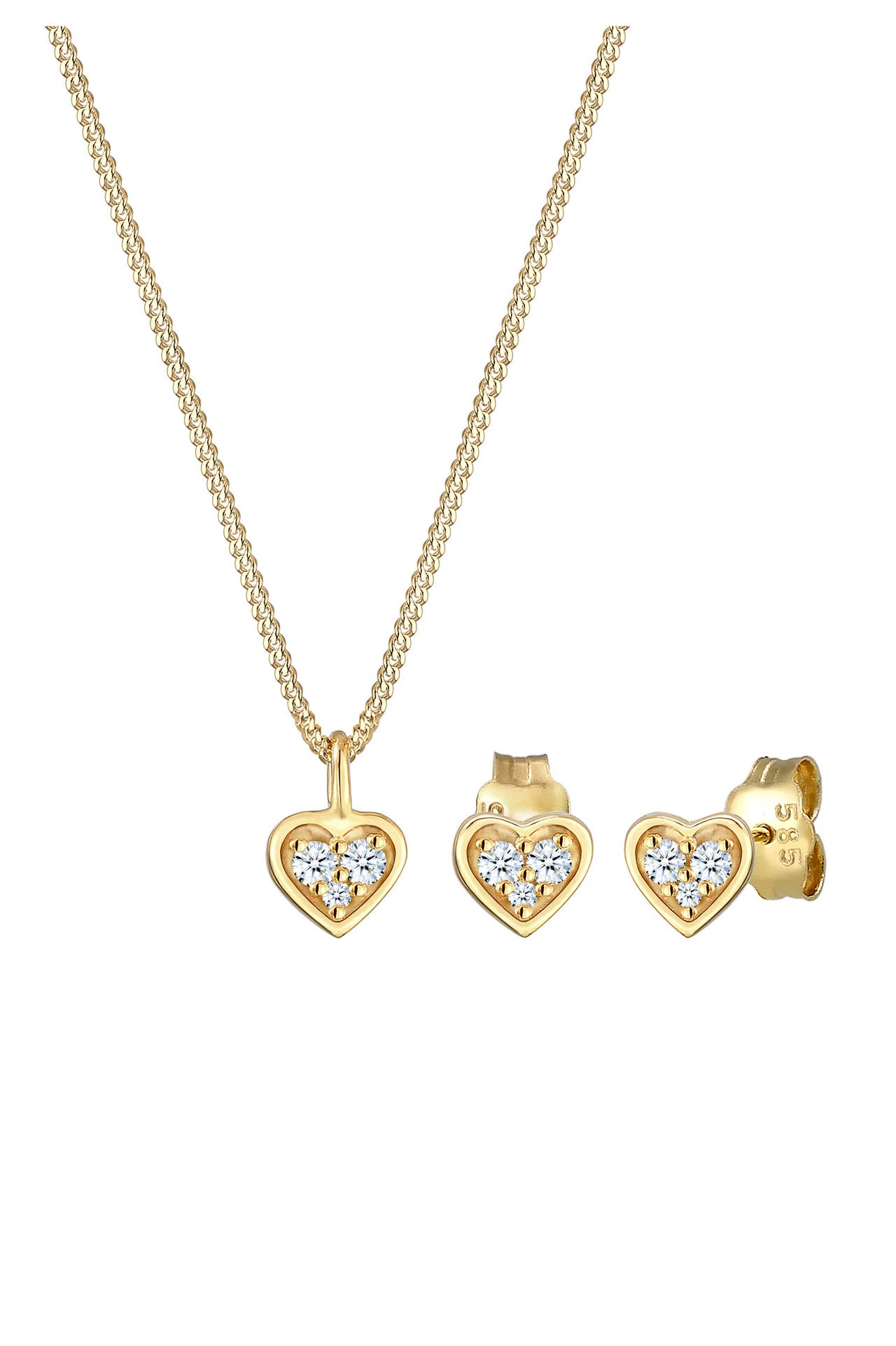 ELLI DIAMONDS Schmuckset Herz Diamant Weiß Brillantschliff (0.105 ct) 585 Gelbgold Gold, Bild 1