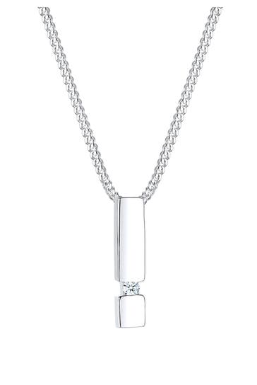 ELLI DIAMONDS Kette Anhänger Stab Diamant Weiß Brillantschliff (0.03 ct) 925 Sterling Silber Weiß