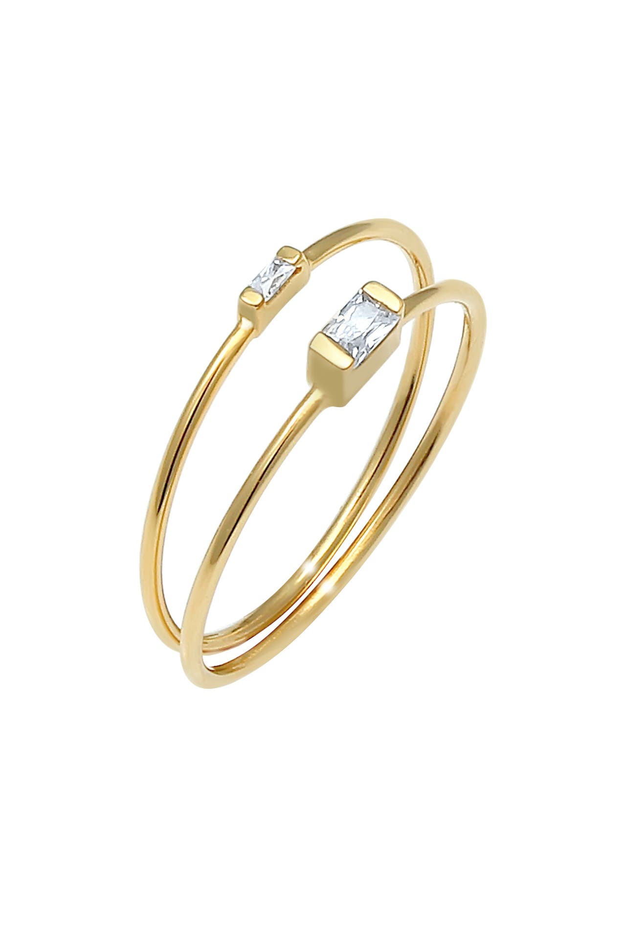 ELLI Ring Stapelringe Zirkonia Rechteck (2 tlg) 925 Silber Gold, Bild 1