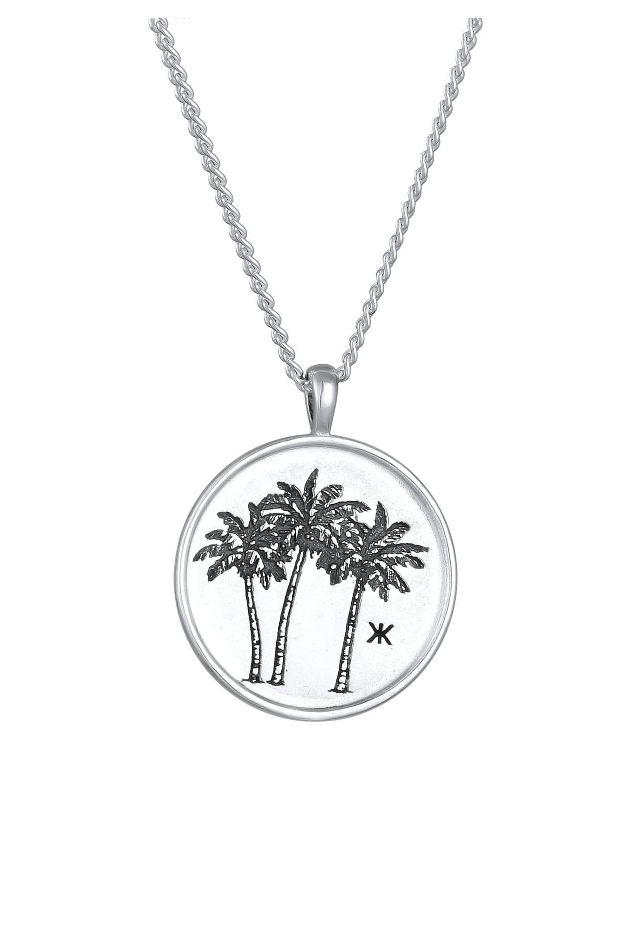 KUZZOI Kette Kette Anhänger Plättchen Palme 925 Sterling Silber Silber, Bild 1