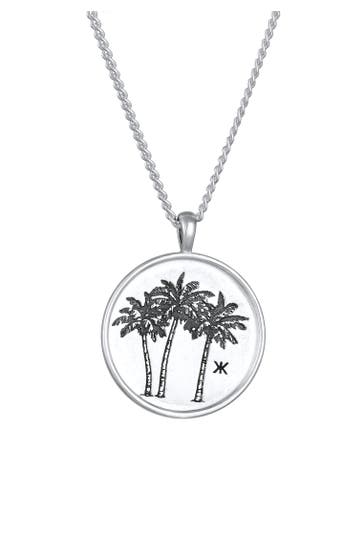 KUZZOI Kette Kette Anhänger Plättchen Palme 925 Sterling Silber Silber