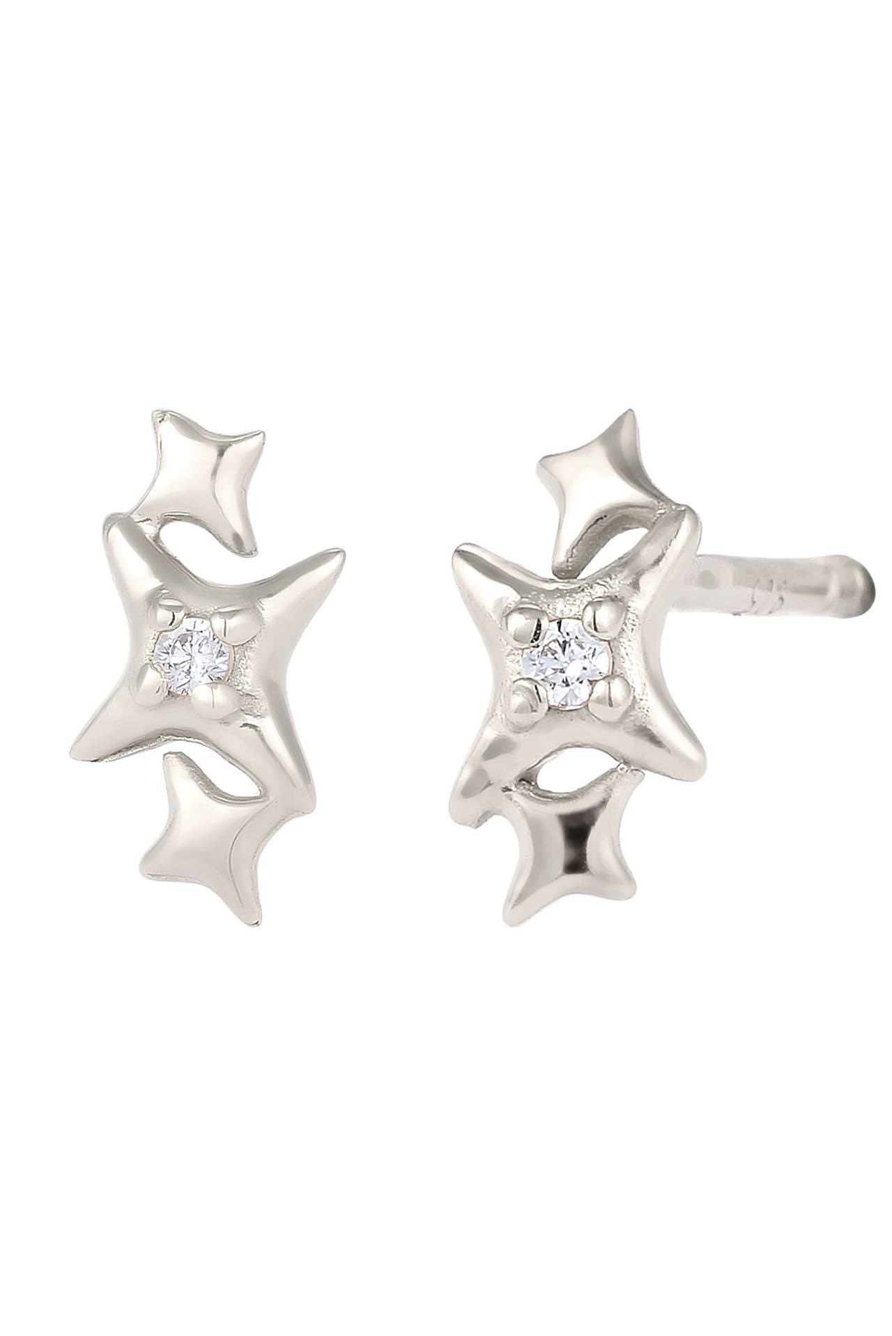ELLI Ohrringe Ohrstecker Stern Zirkonia Weiß 925 Sterling Silber Silber, Bild 1