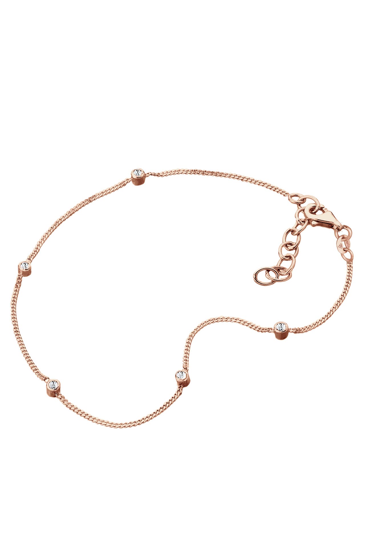 ELLI Fusskettchen Fußkettchen 925 Silber, mit Kristallen von Swarovski® Rosegold, Bild 1