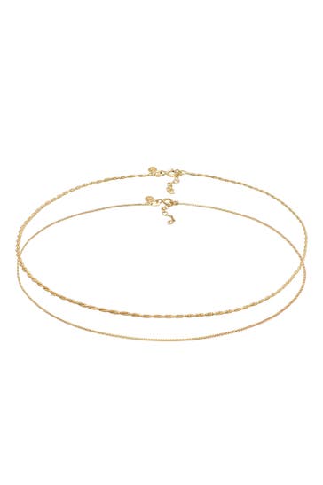 ELLI PREMIUM Kette Choker Kordelkette Veneziakette (2 tlg) 925 Silber Gold