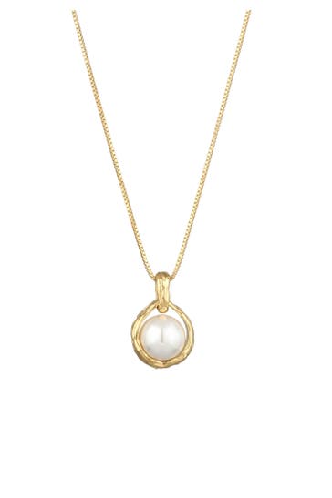 ELLI PREMIUM Kette Anhänger Muschelkernperle Vintage Style 925 Sterling Silber Gold
