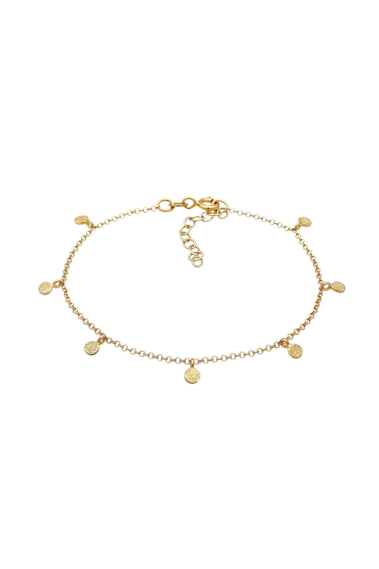 ELLI Armband Plättchen Coin Rund Matt Struktur 925 Silber Gold, Bild 1