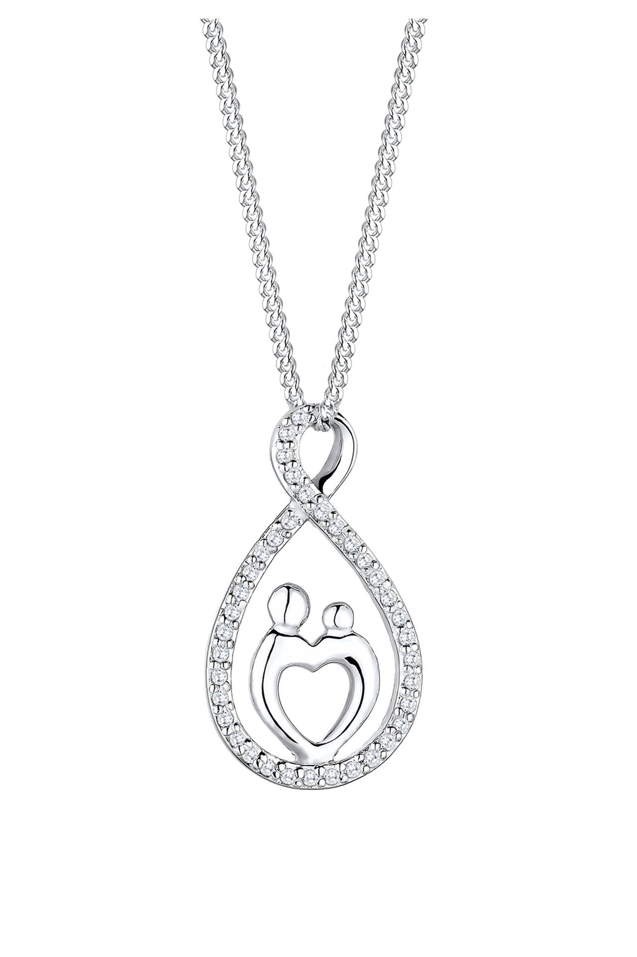 ELLI Kette Mutter Kind Infinity Zirkonia Weiß 925 Sterling Silber Weiß, Bild 1