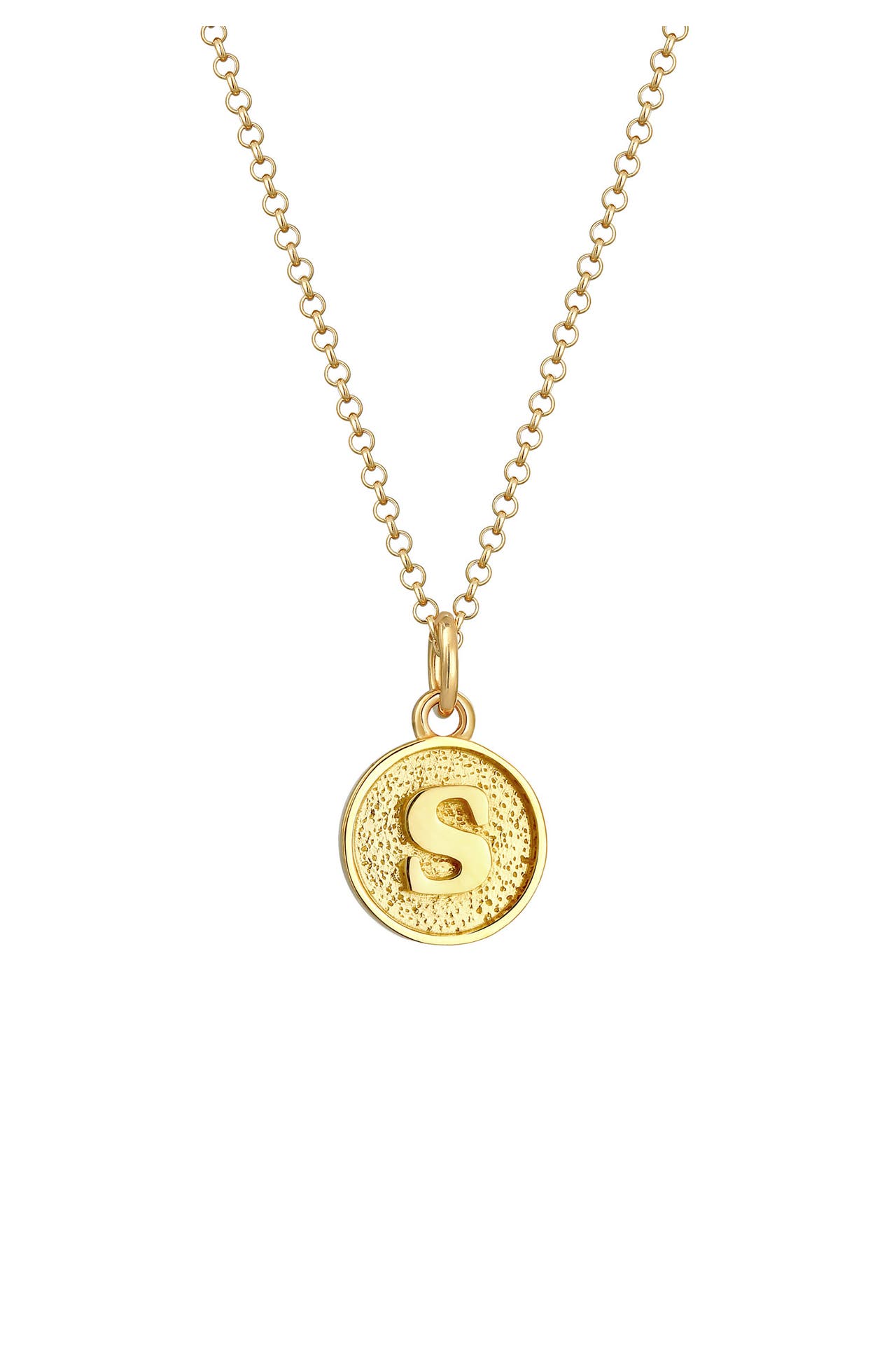 ELLI Kette Plättchen Vintage Buchstabe S Initialen 925 Sterling Silber Gold, Bild 1