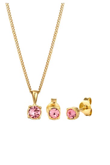 ELLI Schmuckset Glas Kristalle Rose 925 Sterling Silber Gold