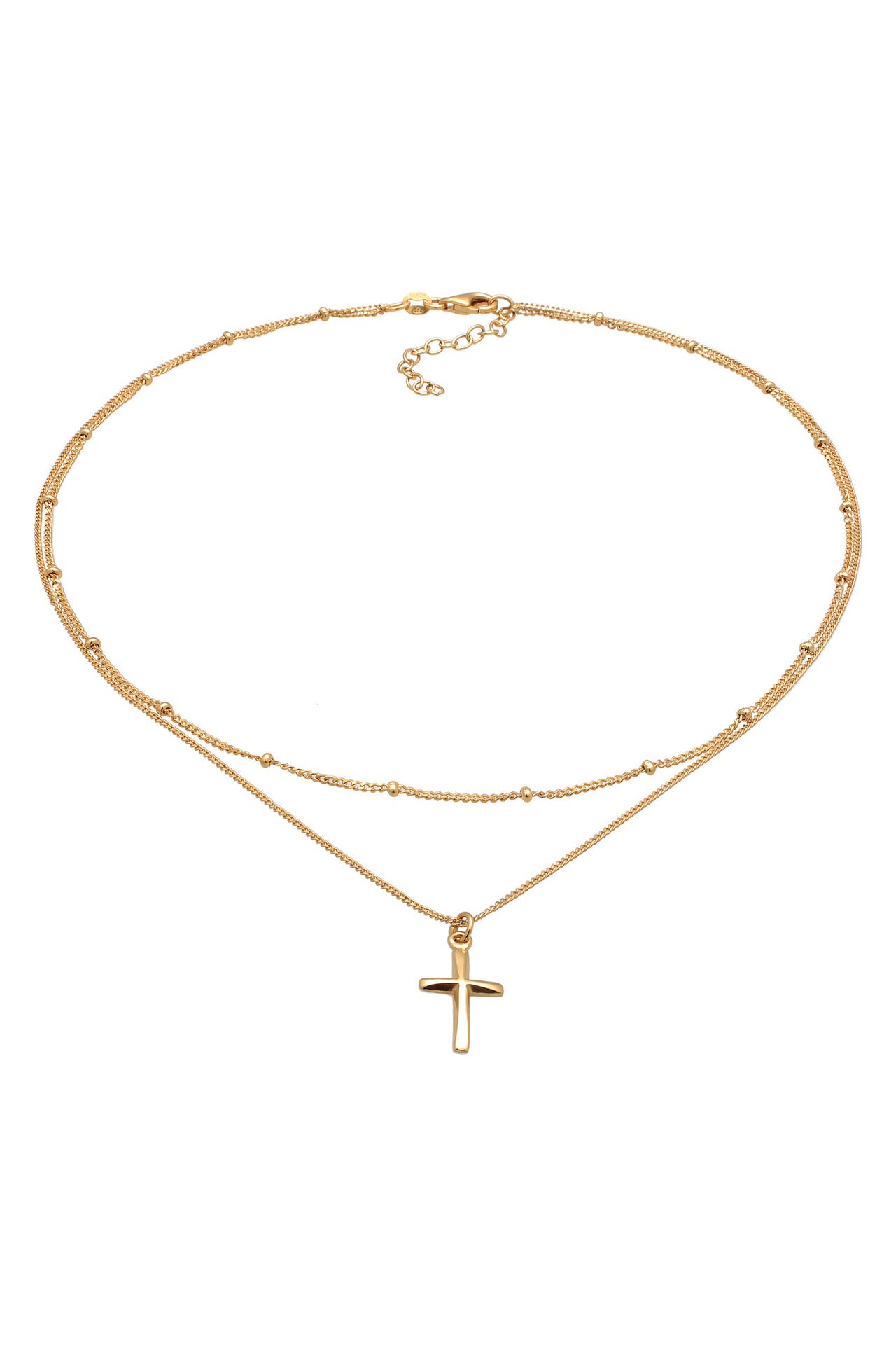 ELLI Kette Layer Choker Kreuz Kugelkette 925 Silber Gold, Bild 1