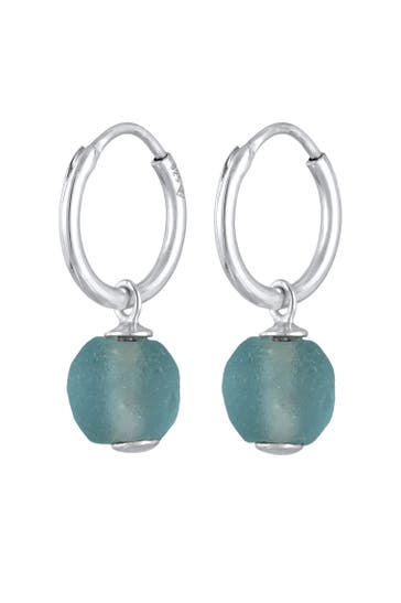 ELLI Ohrringe Creole Recyceltes Glas Bead Einhänger 925 Silber Silber