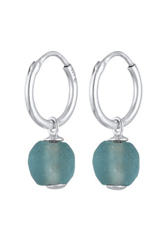 ELLI Ohrringe Creole Recyceltes Glas Bead Einhänger 925 Silber Silber