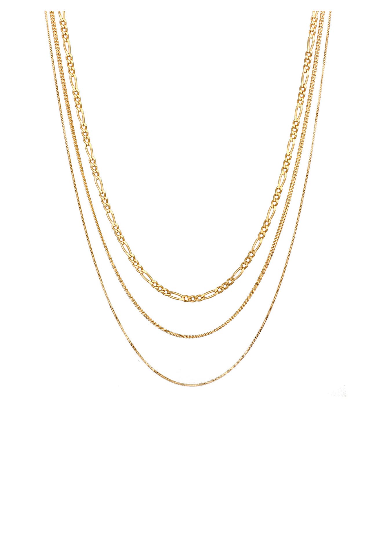 KUZZOI Kette Herren Basic 3er Set 925 Sterling Silber Gold, Bild 1