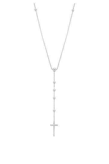 ELLI PREMIUM Kette Rosenkranz Kette Kreuz Taufe Religion 925 Sterling Silber Silber