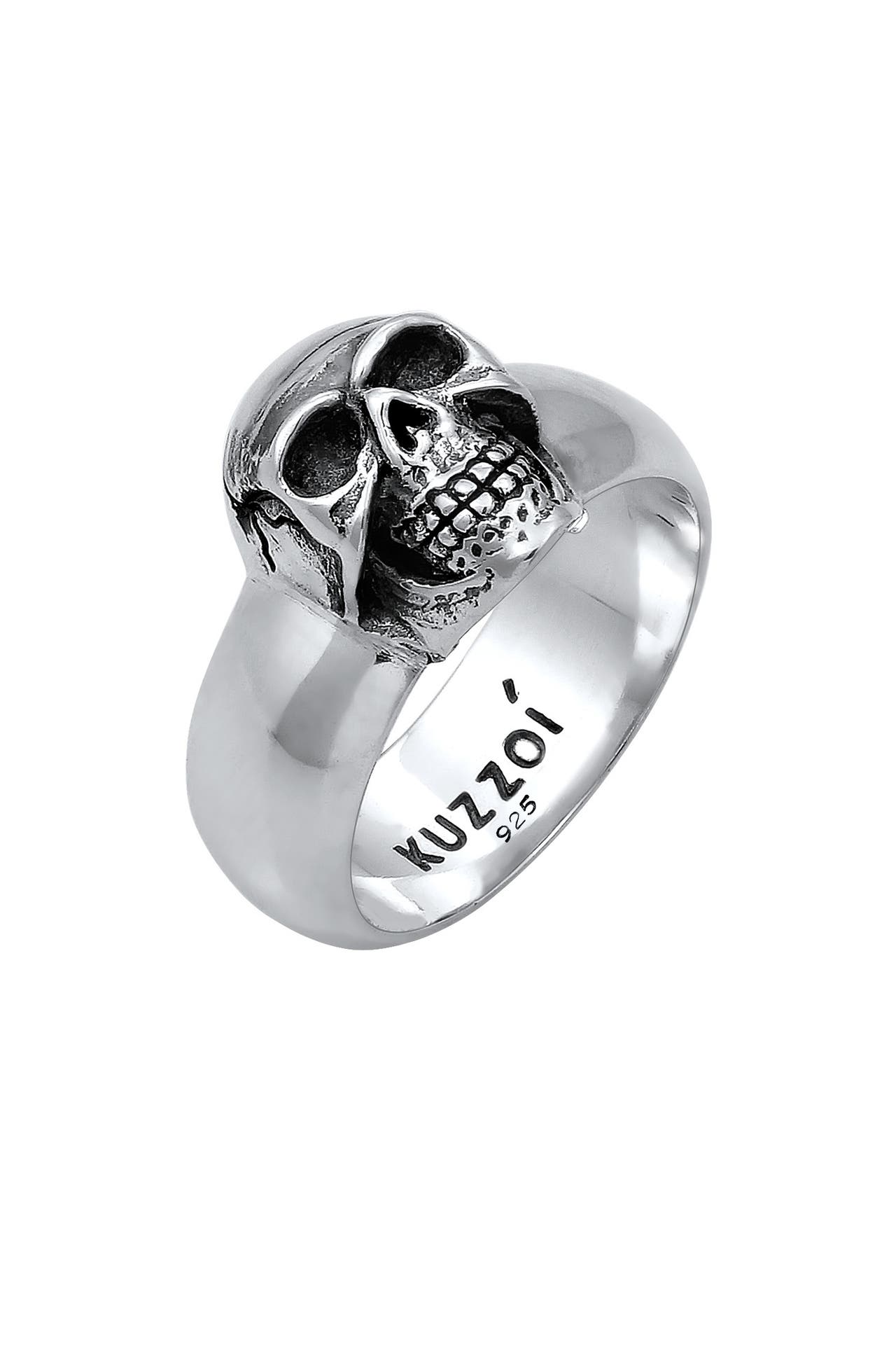 KUZZOI Ring Siegelring Totenkopf Oxidiert 925er Silber, Bild 1