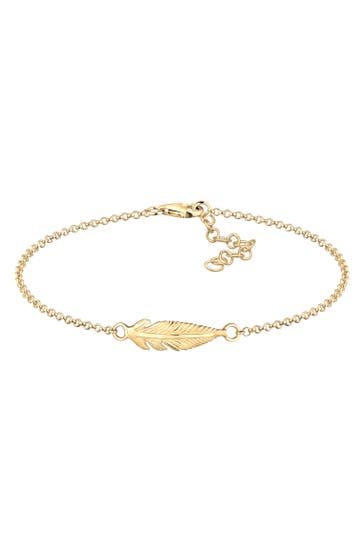 ELLI Armband Feder 925 Sterling Silber Gold