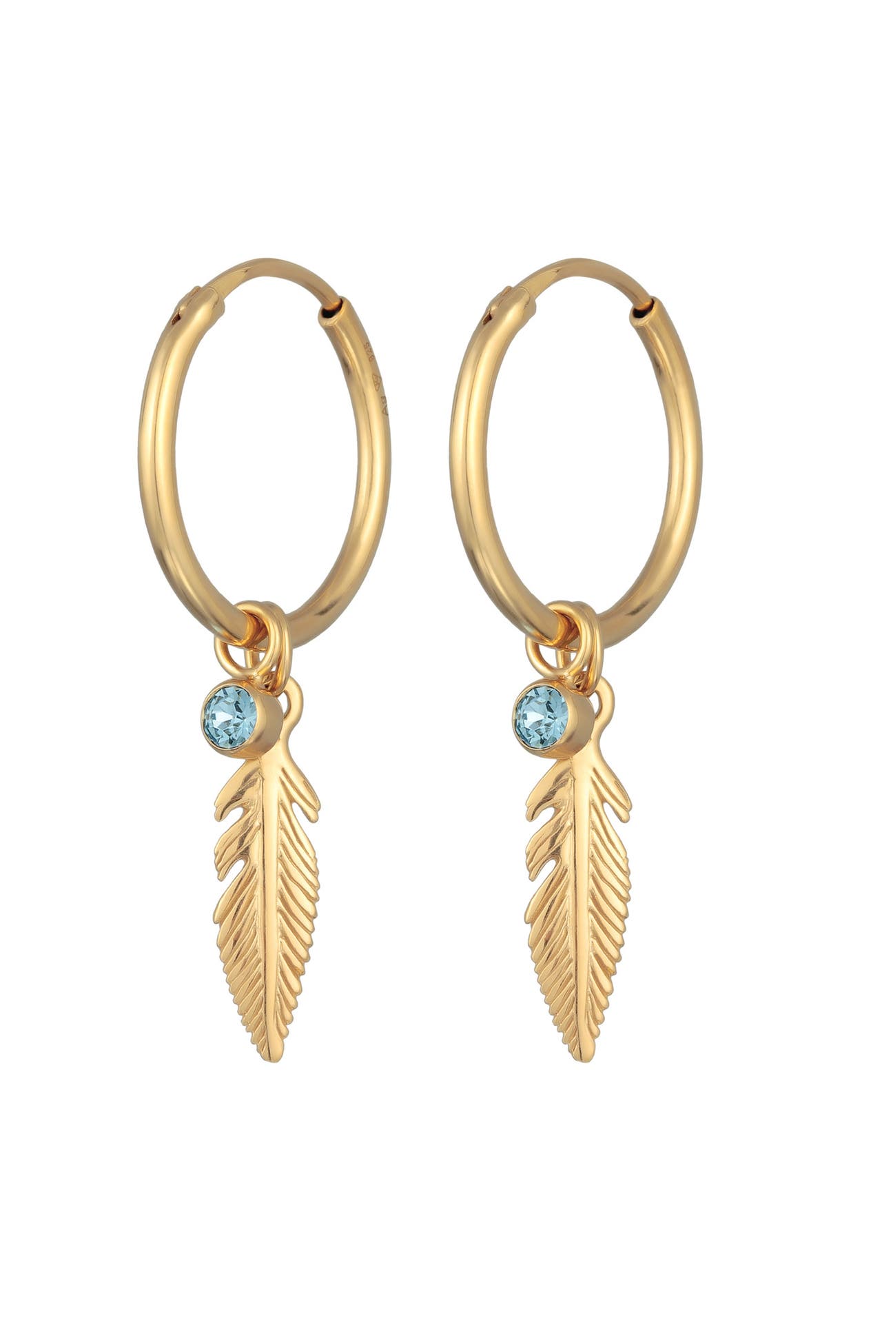 ELLI Ohrringe Creolen Feder Kristall Boho 925 Silber Gold, Bild 1