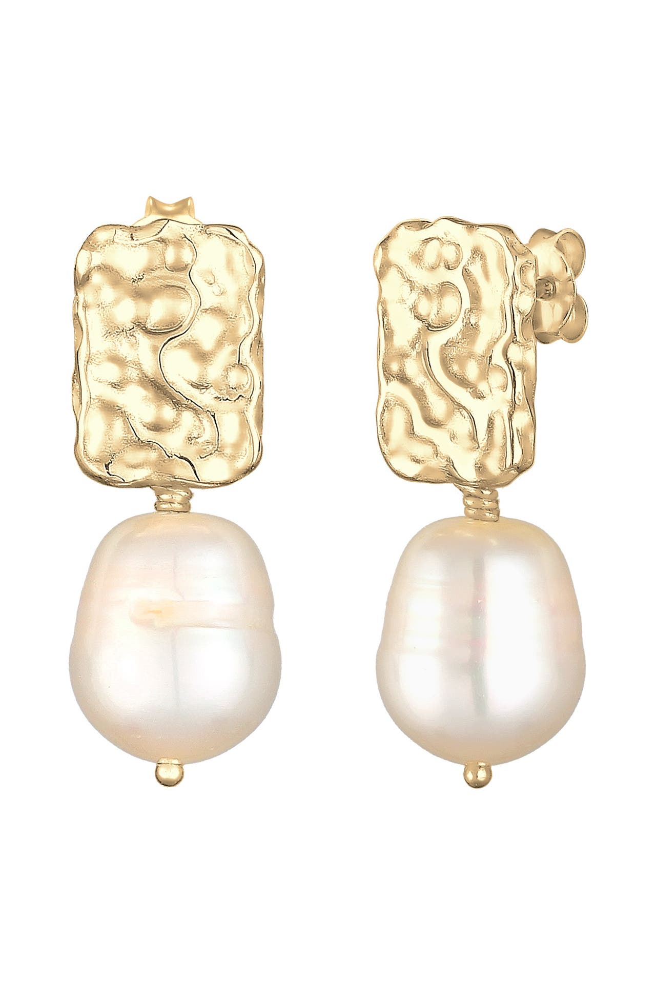 ELLI PREMIUM Ohrringe Hänger Barock Süßwasserperle Organic 925 Silber Gold, Bild 1