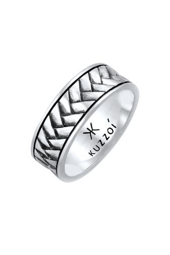 KUZZOI Ring Bandring Fischgräten Vintage 925 Silber