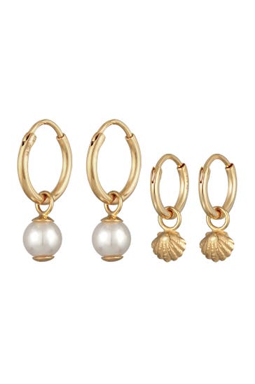 ELLI Ohrringe Creolen Set Muschelkernperle Muschel 925 Silber Gold