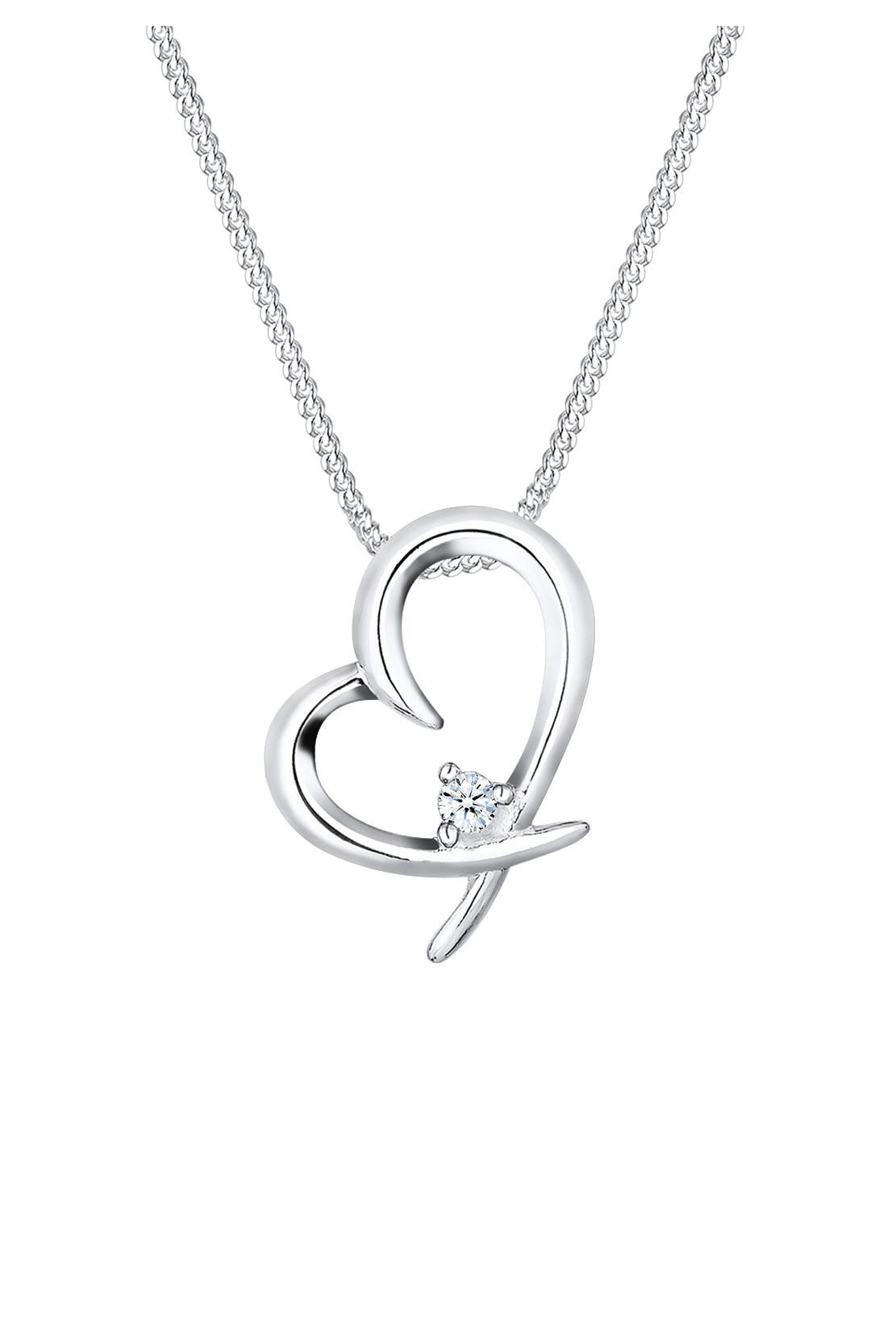 ELLI DIAMONDS Kette Herz Diamant Weiß Brillantschliff (0.03 ct) 925 Sterling Silber Weiß, Bild 1