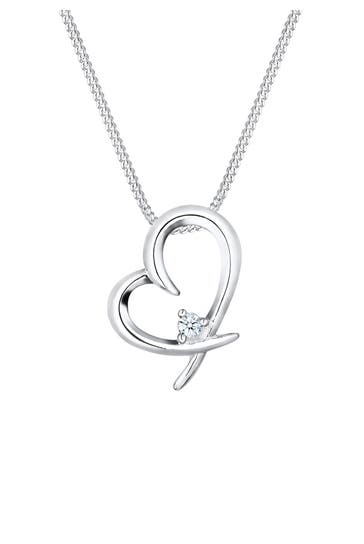 ELLI DIAMONDS Kette Herz Diamant Weiß Brillantschliff (0.03 ct) 925 Sterling Silber Weiß
