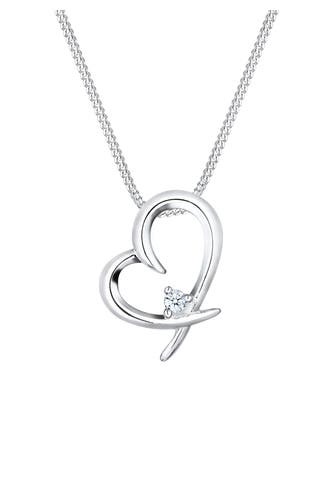 ELLI DIAMONDS Kette Herz Diamant Weiß Brillantschliff (0.03 ct) 925 Sterling Silber Weiß