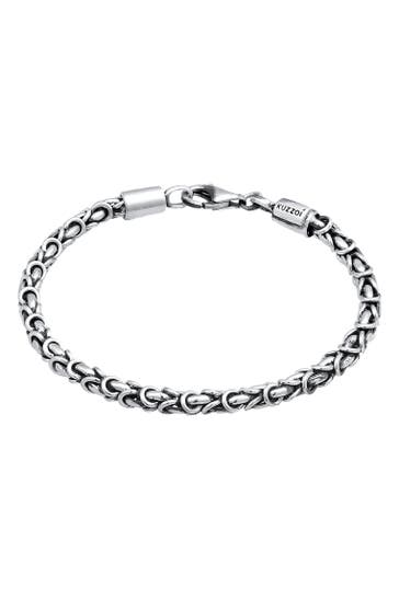 KUZZOI Armband Königskette Basic 925 Silber Grau