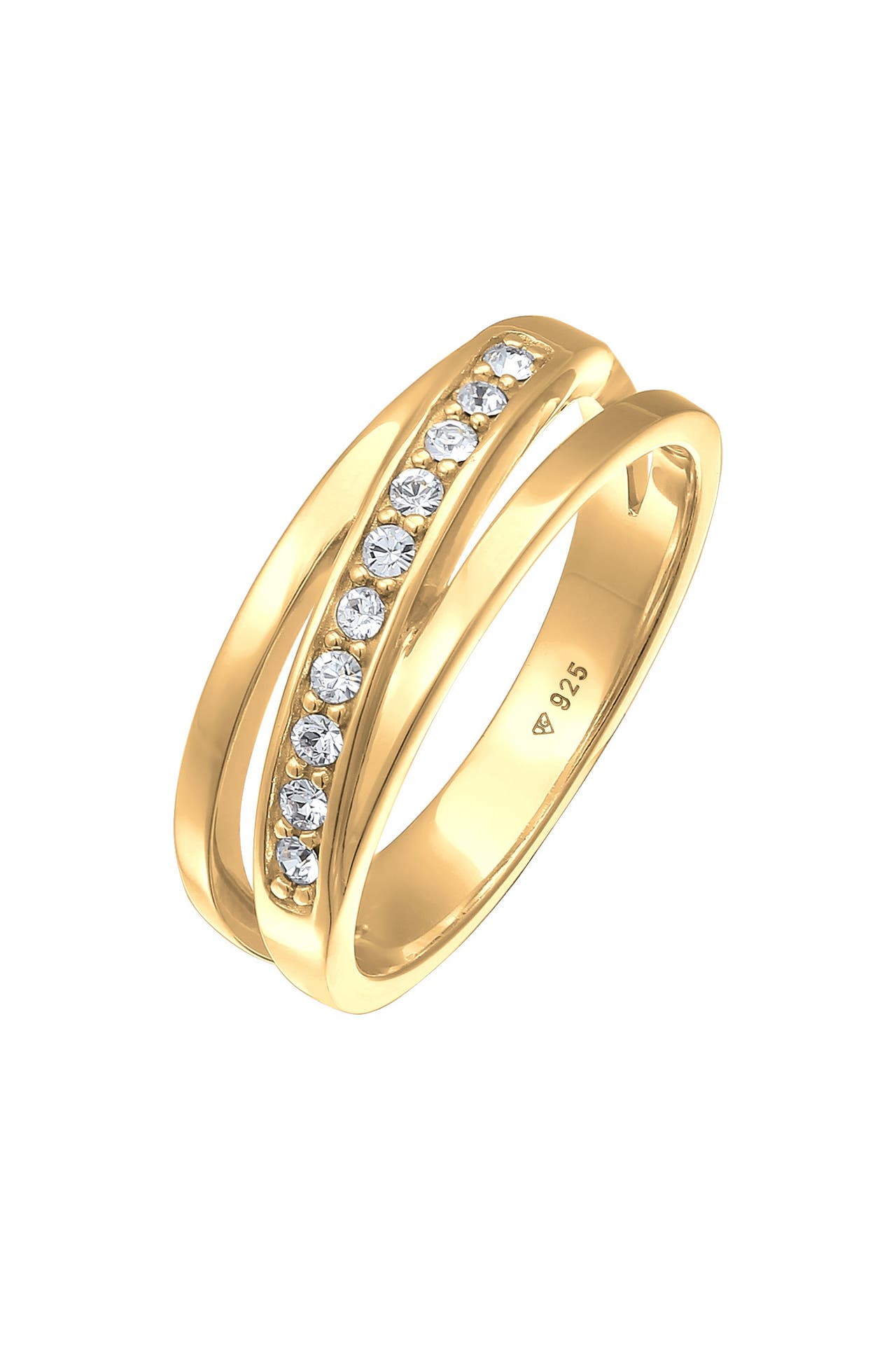 ELLI Ring Bandring Wickelringmit Kristallen von Swarovski® 925 Silber Gold, Bild 1