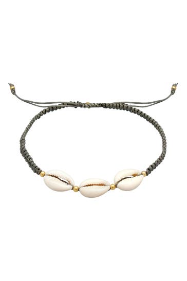 ELLI Fusskettchen Kauri Muschel Ozean Nylon 925 Silber Grau