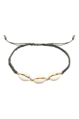 ELLI Fusskettchen Kauri Muschel Ozean Nylon 925 Silber Grau