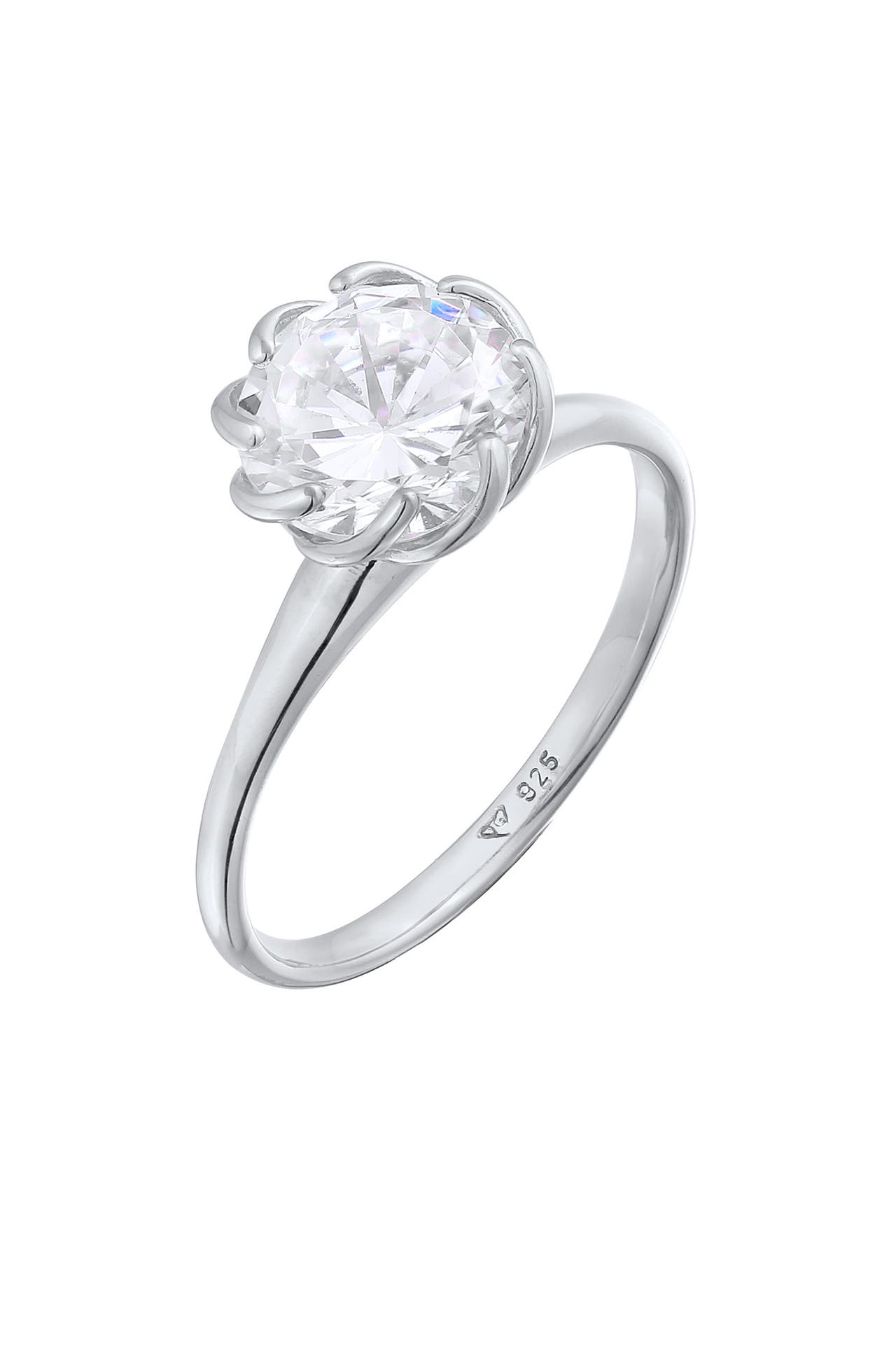ELLI Ring Zirkonia Verlobung Solitär Blüte 925 Silber Silber, Bild 1
