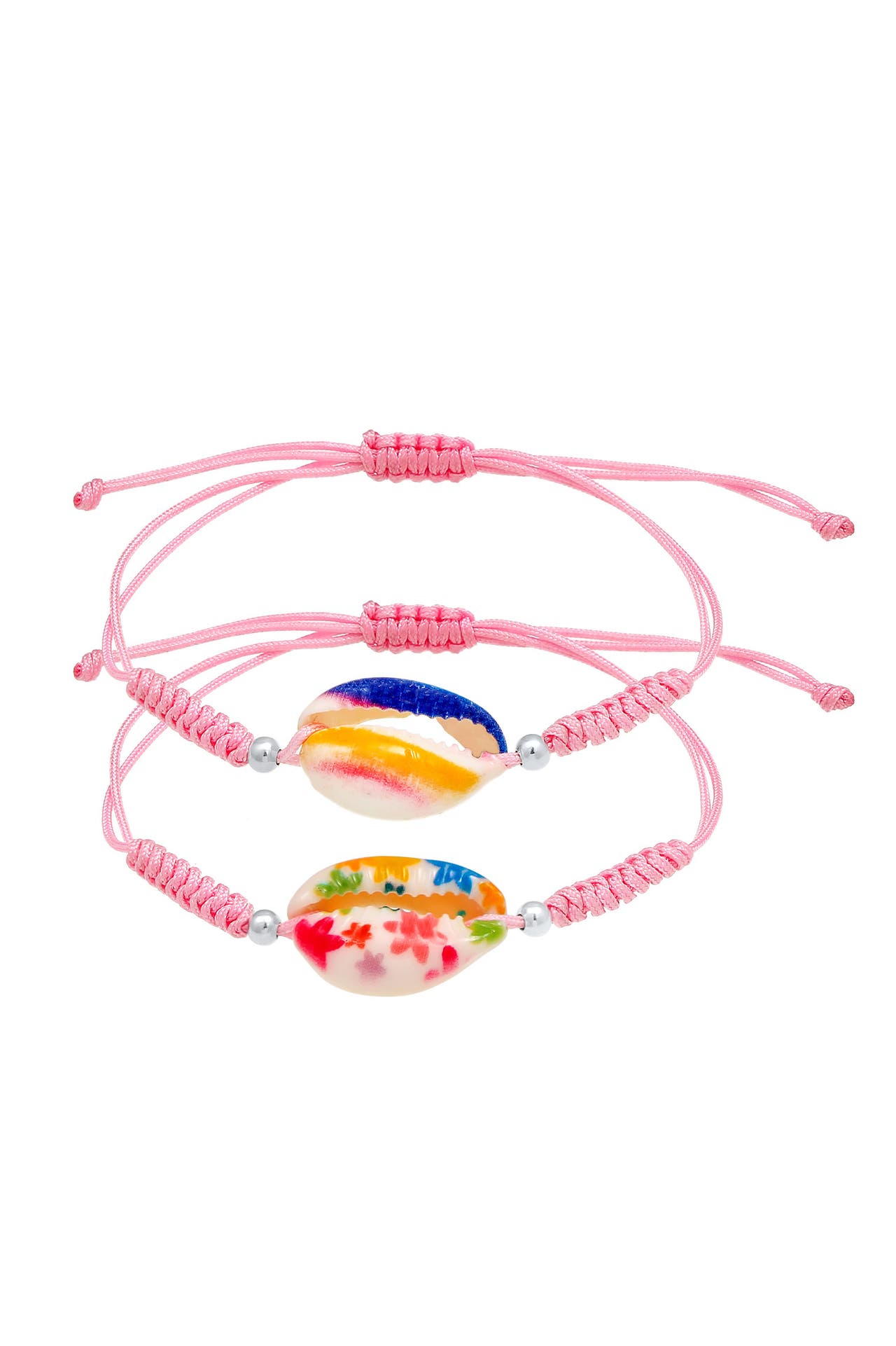 ELLI Armband Kinder Kauri Muschel Bunt Rosa Nylon 925 Silber Rosa, Bild 1