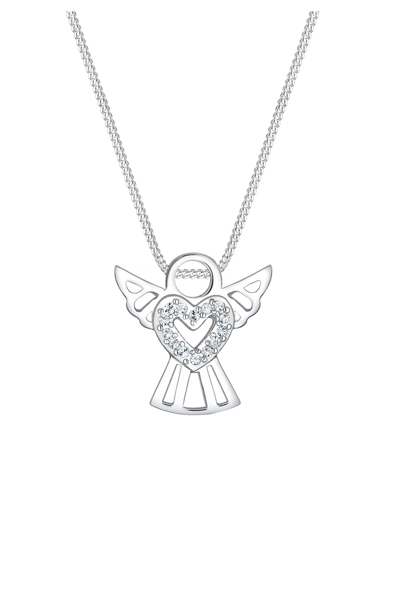 ELLI Kette Engel Glas Kristalle Weiß 925 Sterling Silber Silber, Bild 1