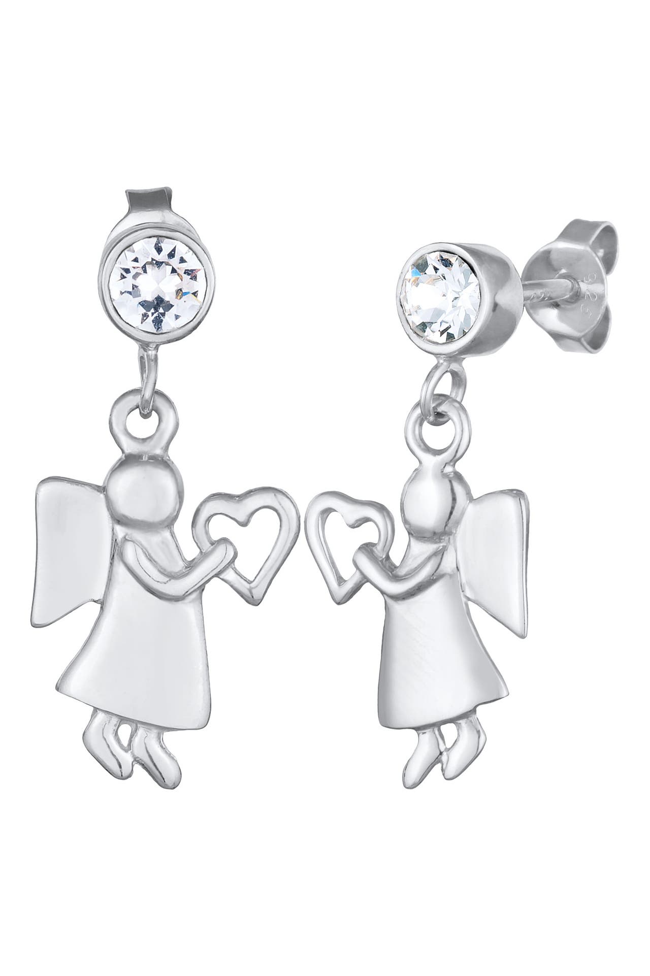 ELLI Ohrringe Engel Herz Talisman 925 Sterling Silber, mit Kristallen von Swarovski® Silber, Bild 1