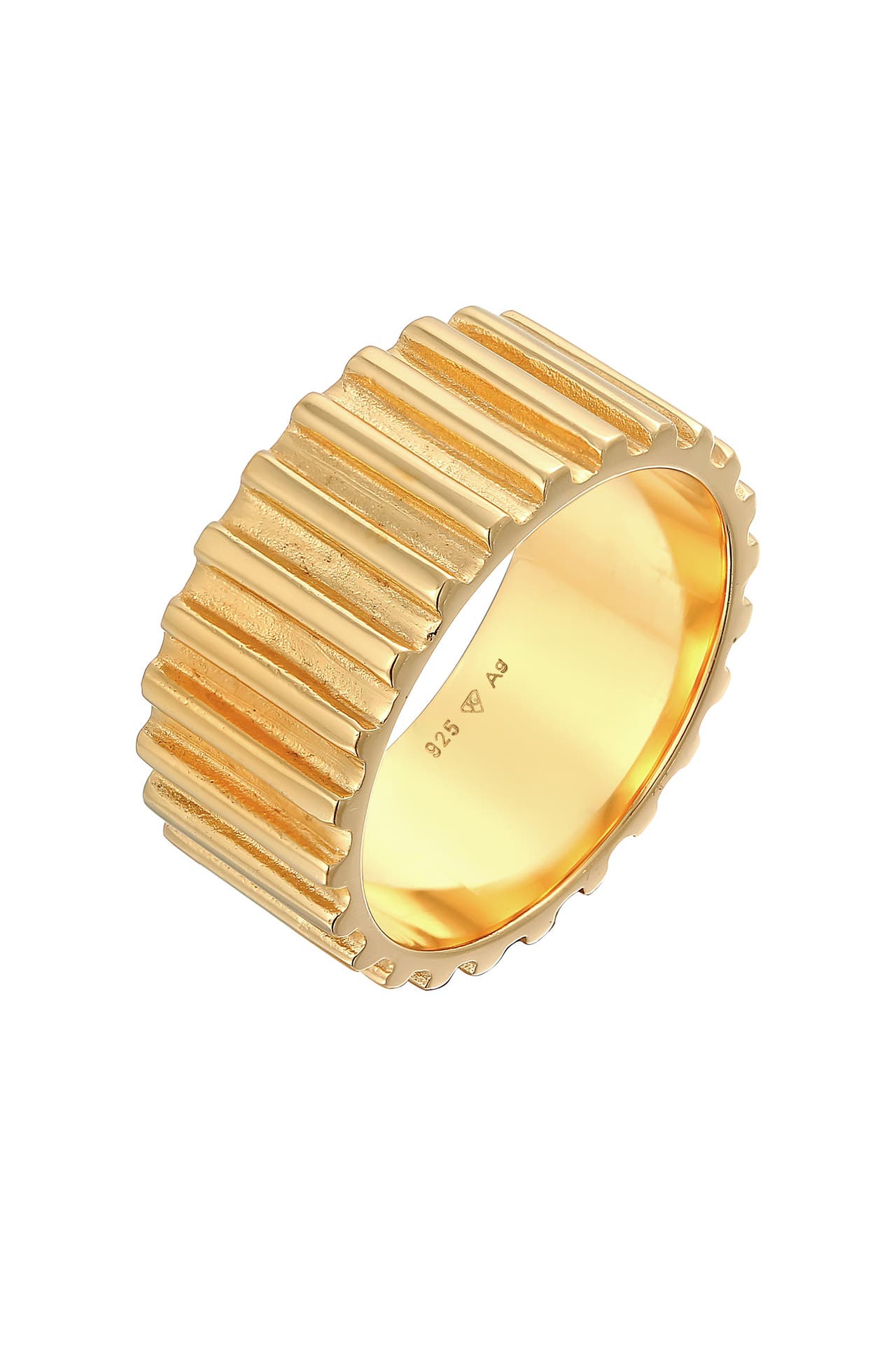ELLI PREMIUM Ring Bandring Relief Rillen Trend Breit 925 Silber Gold, Bild 1