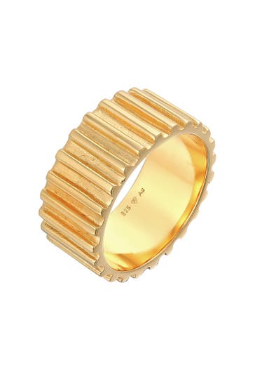 ELLI PREMIUM Ring Bandring Relief Rillen Trend Breit 925 Silber Gold