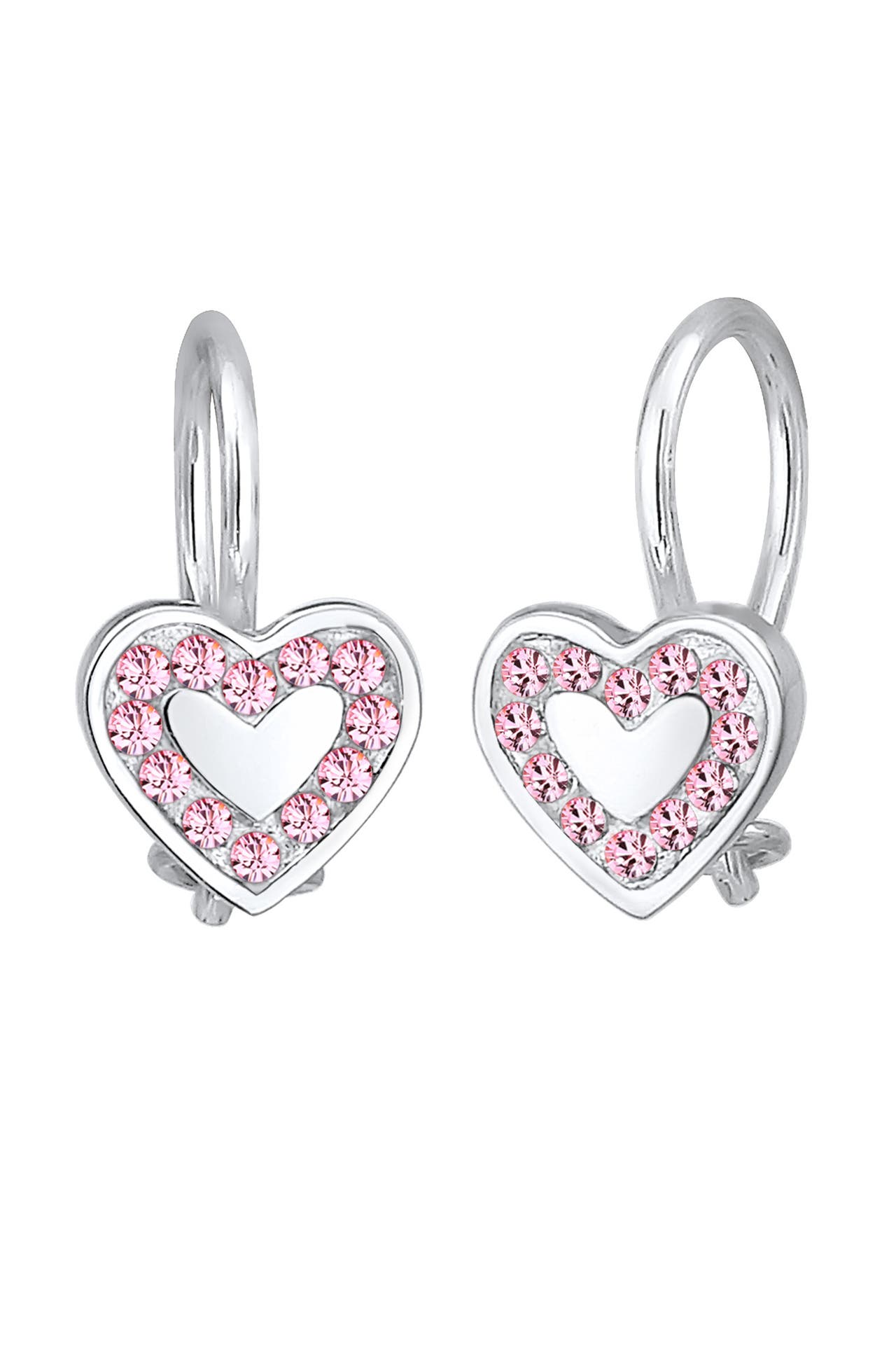 ELLI Ohrringe Ohrstecker Herz Glas Kristalle Rose 925 Sterling Silber, Bild 1