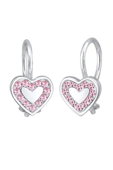 ELLI Ohrringe Ohrstecker Herz Glas Kristalle Rose 925 Sterling Silber