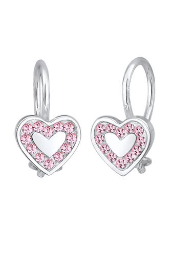 ELLI Ohrringe Ohrstecker Herz Glas Kristalle Rose 925 Sterling Silber