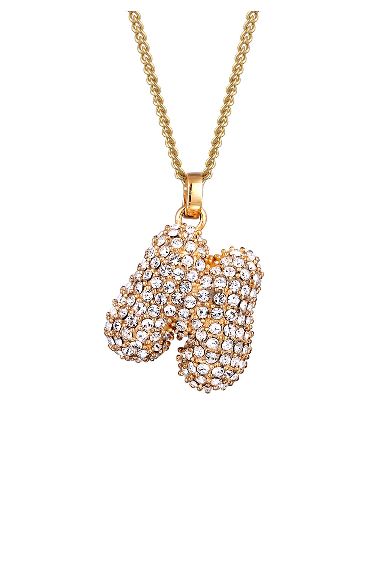 ELLI Kette Buchstabe M Weiß 925 Sterling Silber vergoldet, mit Kristallen von Swarovski® Gold, Bild 1