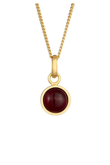 ELLI PREMIUM Kette Solitär Geburtsstein Granat Rot 925 Sterling Silber vergoldet Gold