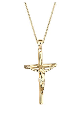 ELLI Kette mit Anhänger Kreuz Jesus Kruzifix Schmuck Geschenk 925 Silber Gold