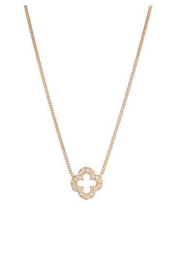 ELLI PREMIUM Kette Kleeblatt Zirkonia Weiß 375 Gelbgold Gold